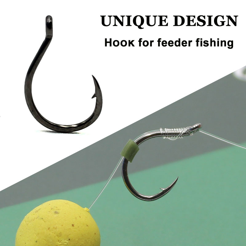 Carp Fishing Hook for Method Feeder Fishing Tackle Barbed Eyed Feeder Fishing Hooks for Carp Hair Rig