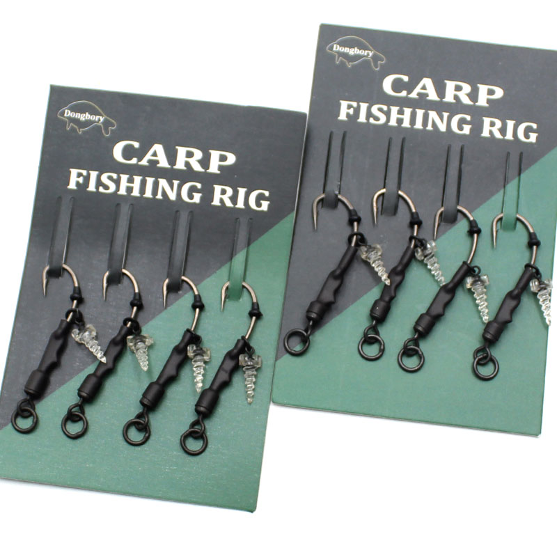  Carp Fishing Ready Tied Ronnie Rig Barbed Fish Hook Accessories Carp Fishing Rig With 360° Bait Screw For Carp Fish Tackle