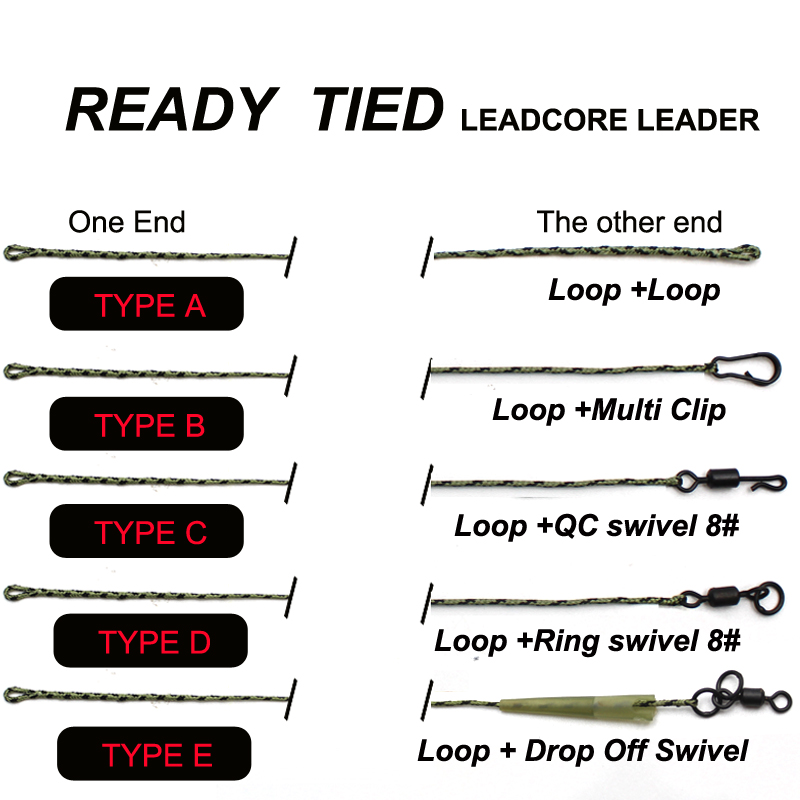 60cm Leadcore Leader Carp Fishing Lines 45lb  Ready Tied Carp Rigs For Carp Fishing Accessories