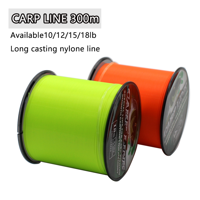 Carp Main Line 300M Spools High visibility colour Orange and Green