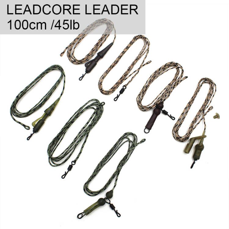 Carp fishing QC Hybrid clip leadcore leader Inline leader Helicopter leader Run rig leader Green &  Brown 