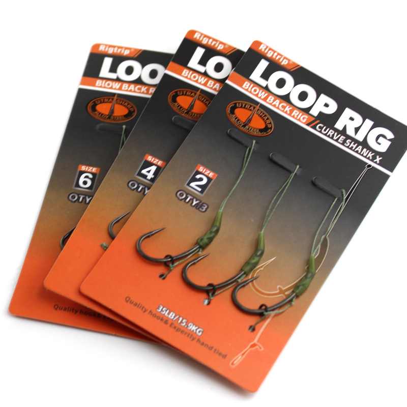 Carp fishing Loop Rig Blow Back Rig CURVE SHANK X Ready-Tied Rig For Carp Fishing Tackle