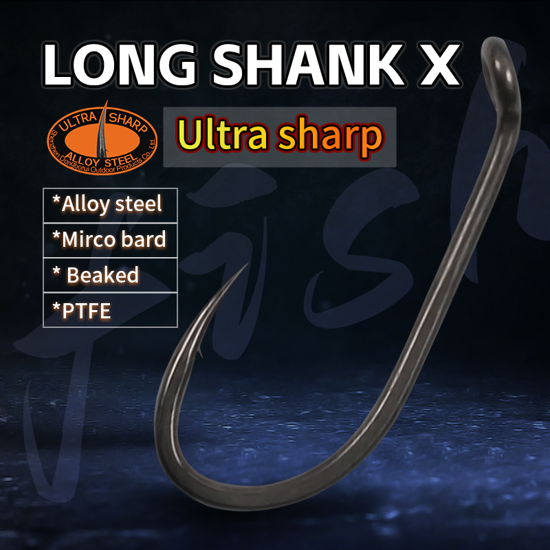 Carp Fishing  Long Shank  Beaked Hook X   Alloy Steel PTFE coating super slide  Micro bard  Hook