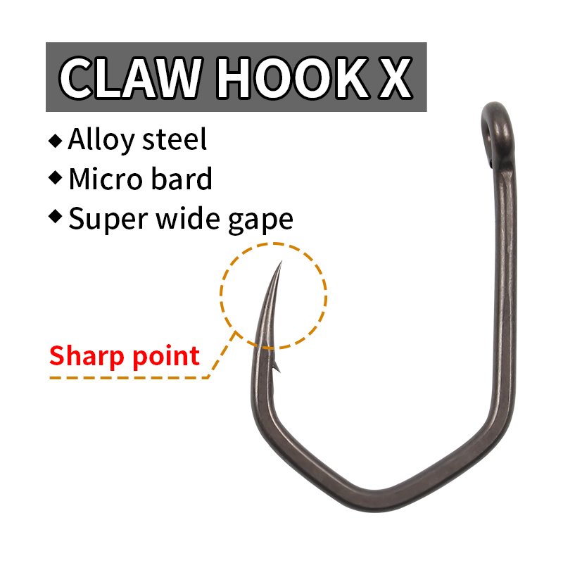 CLAW  HOOK  X  Micro  barbed   Super  wide  gape  PTFE  Coated Carp Fishing Hooks