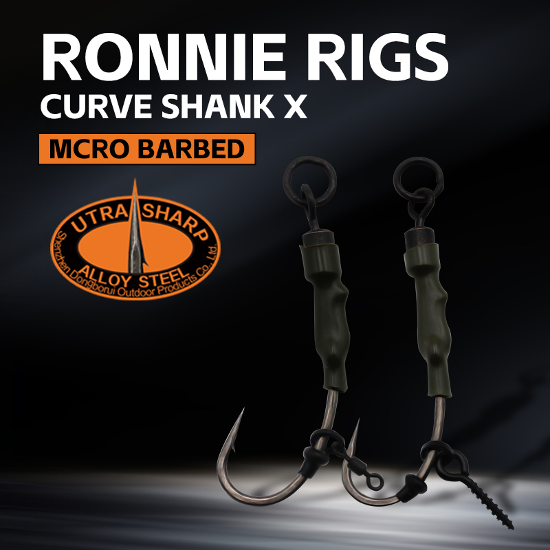 New  Ronnies Rigs With Bait Screw Ring Swivel CURVE SHANK(X)   Ready Made Rig For Carp Fishing 