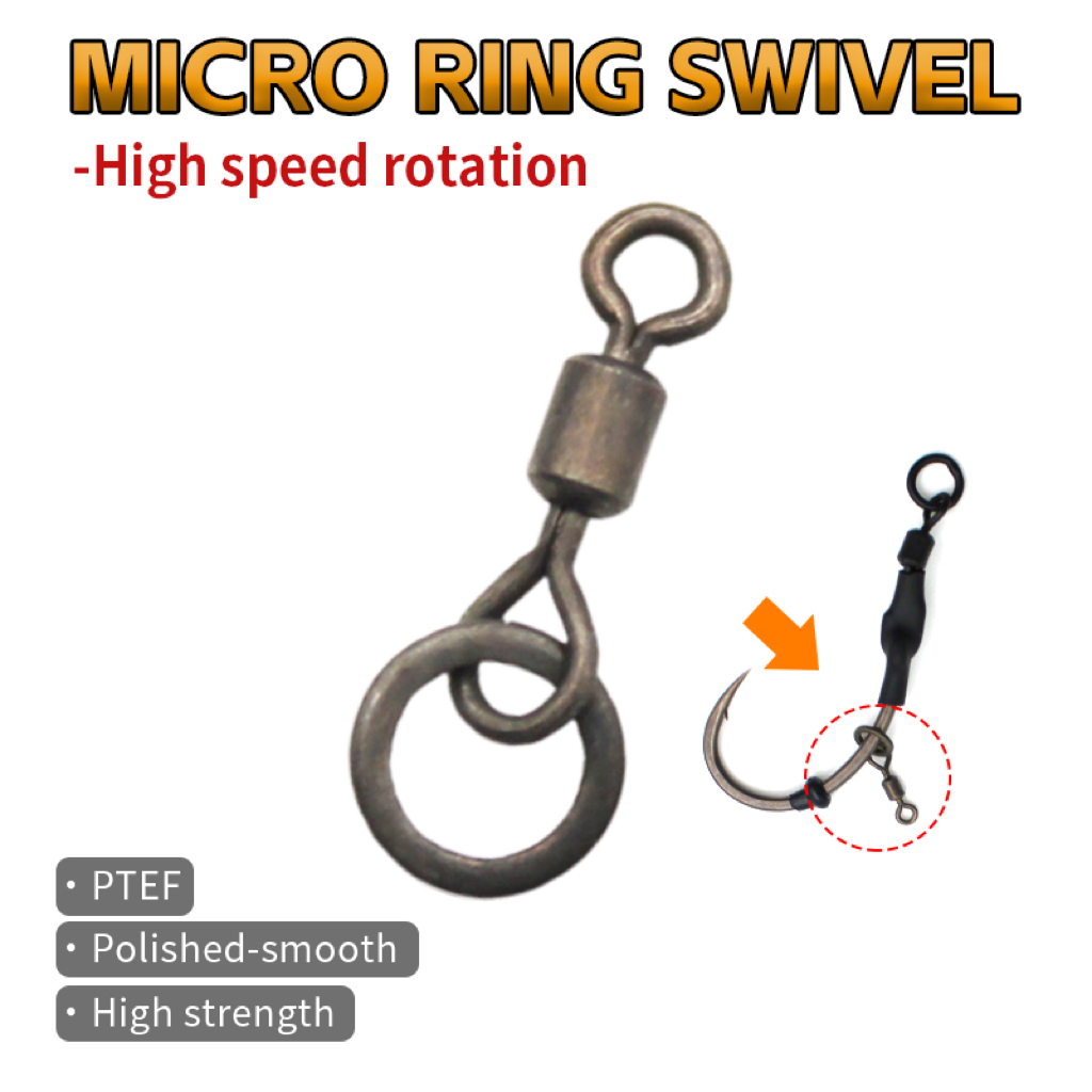 Carp Fishing Micro Ring Swivel 20# PTEF Coating High Speed Rotation Strong Breaking Strength Swivel