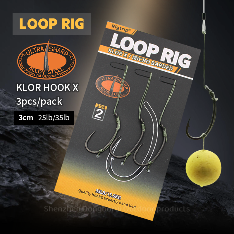 Loop  Rigs KLOR  Hook X Barbed All Sizes Carp Fishing Ready Tied