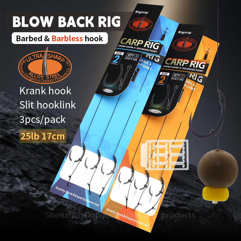 Carp Fishing  Blow  Back  Rig  Krank  Hooks  Barbed & Barbless  Slit  hooklink  Ready Made Rigs 