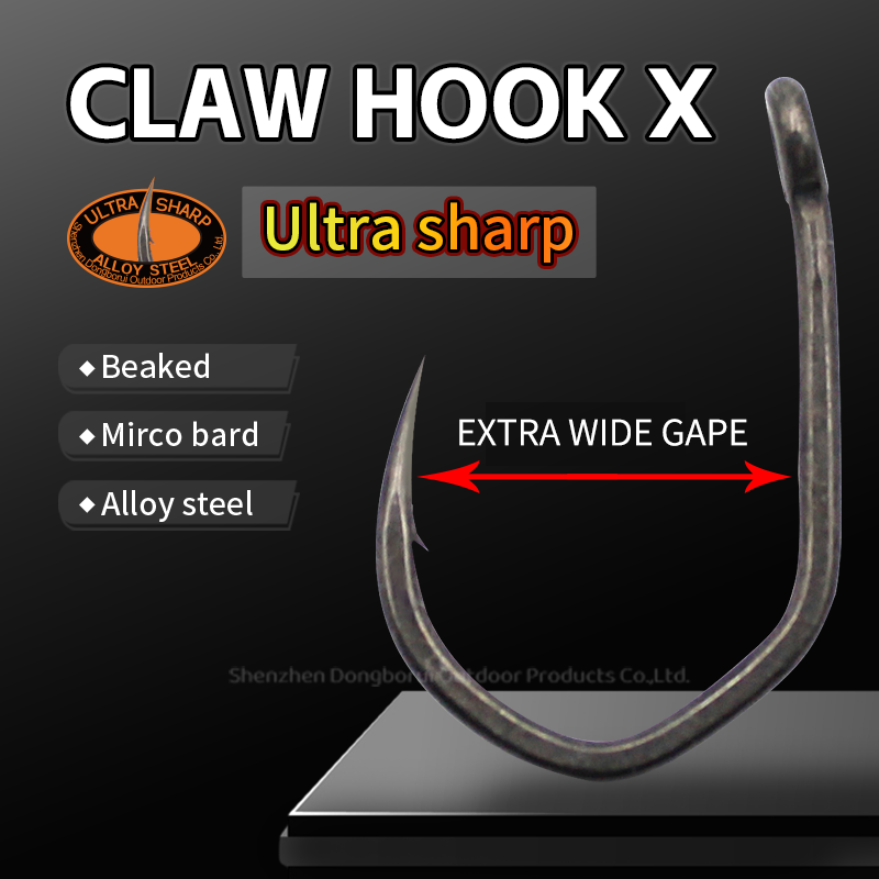 Carp Fishing CLAW HOOK X Alloy Steel PTFE Coating Micro Bard Extra Wide Gape Hook