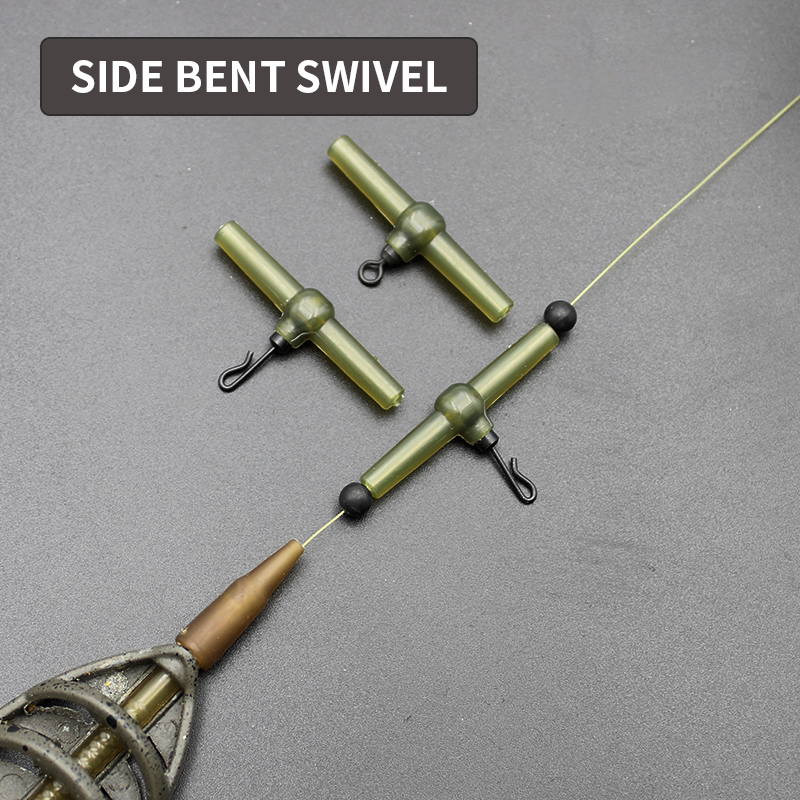 Carp Fishing Side Bent Swivel Anti Tangle Sleeve Rubber for Leader Line Hair Rig Tackle Fishing Accessories