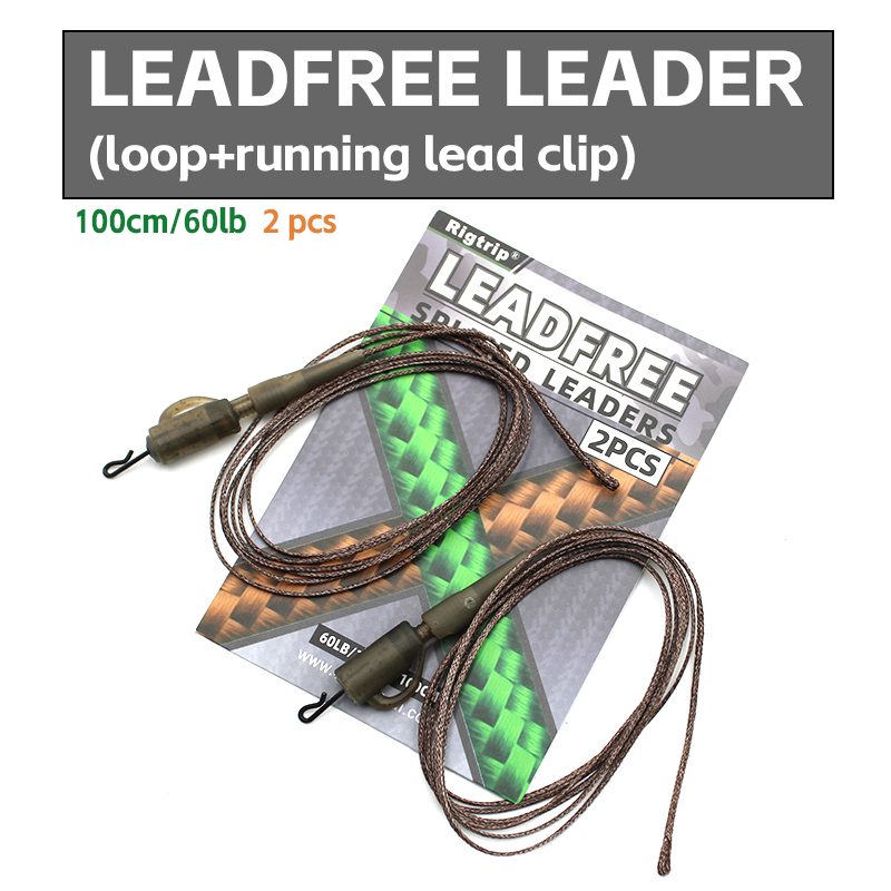 Carp Fishing Sinking Leadfree Leader with Running Lead Clip 60lb Fishing Spliced Leaders