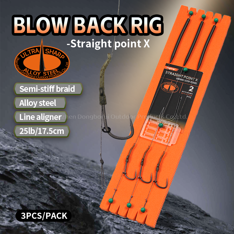 Carp Fishing Blow Back Rig Straight Point X Hook Semi-stiff Braid 25lb Ready Made Rigs